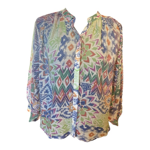 Anthropologie Maeve Women Blouse Lagenlook Hippie Boho Retro Loose Wide Size S - Picture 1 of 6